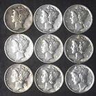 New Listing1920-45 Philadelphia Mercury Silver Dime 9 Coin Lot(2) - Coingiants -