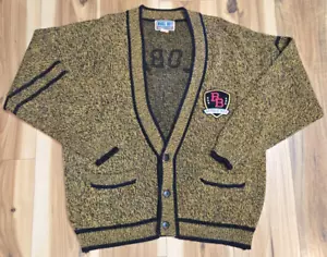 Vintage Bugle Boy Cardigan Sweater Mens Yellow / Black Size L Global Challenge - Picture 1 of 8