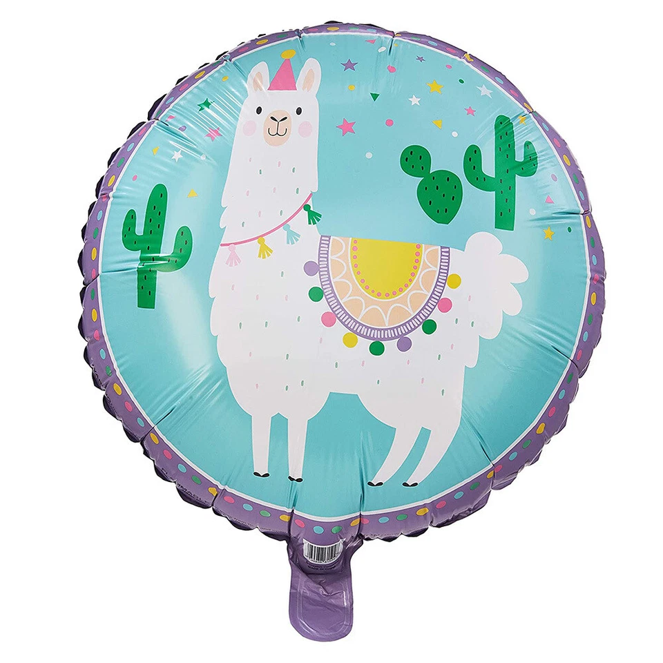 Llama Party Supplies Round Foil Balloon 45cm Birthday Girl Decoration  - Image 1 of 1