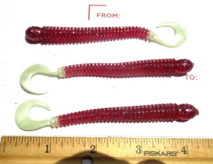 10ct PLUM SILVER  PEARL WHITE  Tail 4" RINGWORMS Bass Lures Finesse Ringed Worm - Picture 1 of 10