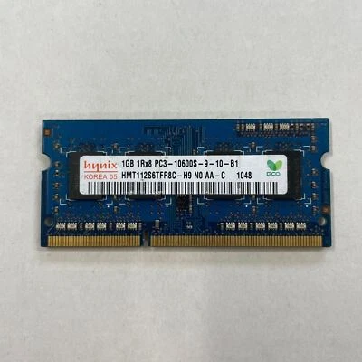 Hynix 1GB DDR3 RAM PC3-10600 1333Mhz non-ECC Unbuffered SODIMM HMT112S6TFR8C-H9 - Image 1 of 3