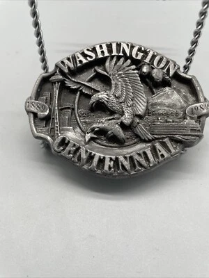 FIVELA DE CINTO VINTAGE - WASHINGTON CENTENNIAL 1889 -1989 SISKIYOU BUCKLE CO 1987 -Leia - Imagem 1 de 4