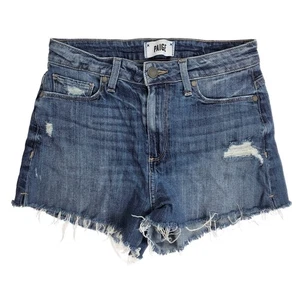 Pantalón corto de mezclilla Paige desgastado dobladillo deshilachado Margot para mujer talla 26 - Imagen 1 de 5
