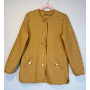 Giesswein Austria Boiled Wool Coat Size 38 USA 8 Tan Wool Cotton Blend - Picture 1 of 9