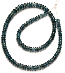 Natural Green Kyanite Gems 3 to 6 mm Size Smooth Rondelle Shape Beads 14" Strand - Picture 1 of 8