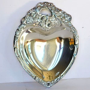 Vintage Silverplate Heart Shaped Candy Trinket Jewelry Dish Leonard Japan 1576 - Picture 1 of 10
