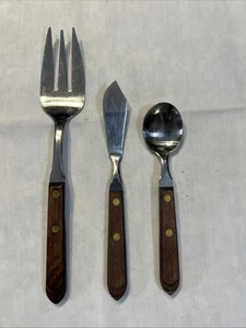 Cubiertos de acero inoxidable con mango de madera Washington Forge Town & Country de colección - Imagen 1 de 6