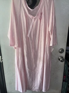 Vtg NWT Shadowline Robe House Coat Women’s Plus 1X Pink Breast Cancer Ribbons - Picture 1 of 8