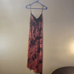 Vintage 100% Silk Drape Front Asymmetrical Maxi Dress Size 4 Goth Vampire - Picture 1 of 11