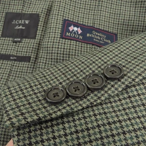 J Crew Blazer 40s Mens Ludlow Unstructured Green Houndstooth Sport Coat Jacket - Picture 1 of 20