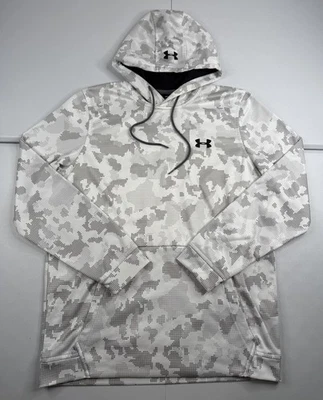 Under Armour Camo Hoodie White Loose Fit Pull Over ColdGear Lightweight Mens M - Image 1 of 4