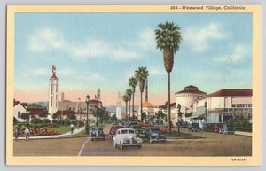 Westwood Village Los Angeles CA Linen Postcard Fox Theatre Tower C.T. Art Colort - Picture 1 of 3
