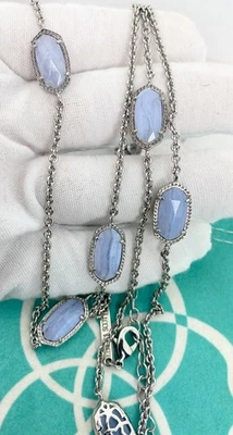 Kendra Scott Kellie Collar Estación Larga Azul Encaje Ágata Tono Plata Foto 1 de 4