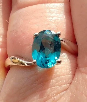 Ceylonese London Blue Topaz solitaire Sterling Silver Ring, R/S, BNWT, & Cert - Image 1 of 4