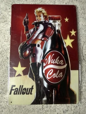 Fallout Nuka Cola Metal Tin Sign Poster Retro Pinup Vault Gaming Wall Decor - Image 1 of 2