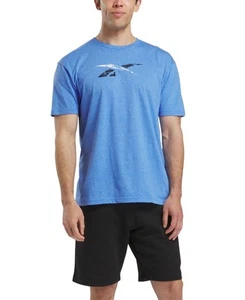Reebok Men Regular fit Short Sleeve T-Shirt Shirt XL Blue Solid - Picture 1 of 1