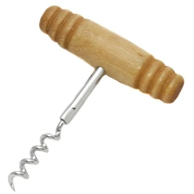 Chef Craft T-Shaped Corkscrew with Wooden Handle - Simply Screw into Cork & Pull - Image 1 of 2