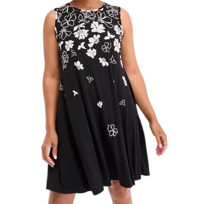 Style & Co Floral Spark Black Petite Printed Sleeveless Flip Flop Dress NWT - Image 1 of 3