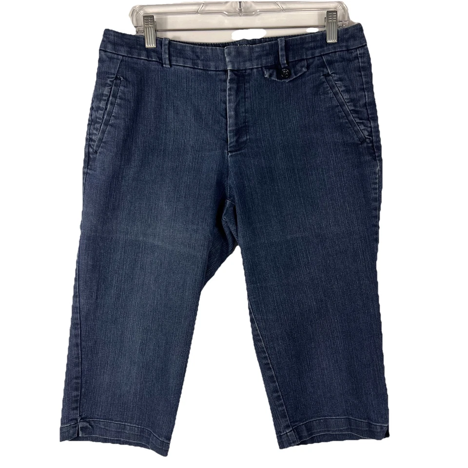 Pantalones Cortos Dockers Jean Para Mujer Petite 12P Skimmer Bermuda Denim Elásticos Foto 1 de 4