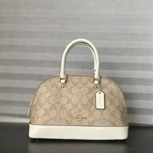 coach mini sierra satchel in white & signature - Picture 1 of 4