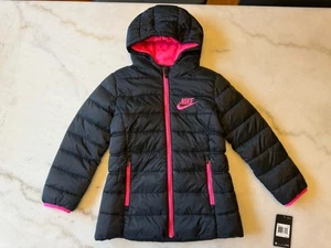 Girls Black Nike Winter Puffer Coat size 6X NWT - Picture 1 of 12