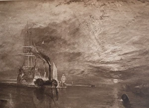 Antique 1901 Print – The Fighting Temeraire by Turner | Sepia Maritime Classic - Picture 1 of 7