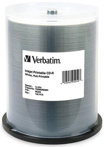 400-Pak VERBATIM =WHITE INKJET HUB PRINTABLE = 52X 80-Min CD-R's, Verbatim 95252 - Picture 1 of 2