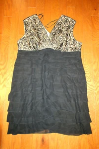 22W ❤️ SCARLETT NITE 44" PARTY DRESS ❤️ SLEEVELESS BLACK LACE STRETCH ZIP V-NECK - Picture 1 of 6