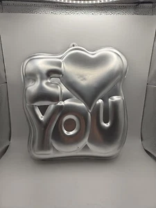Molde para hornear pastel de San Valentín Wilton I Love You Heart 1987 vintage - Imagen 1 de 3