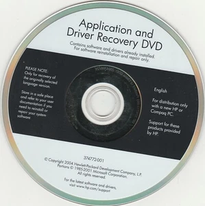 HP Application & Driver Recovery DVD software 2004 ~ CD-ROM - Picture 1 of 2