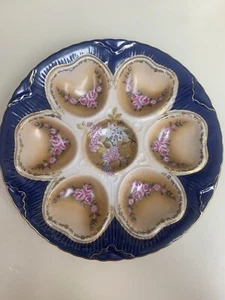 Limoges Muschelteller. Colbalt Edge mit Goldrand. 8,5 zoll - Bild 1 von 3