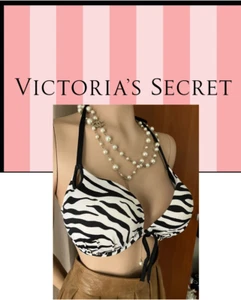 Victoria Secret PIEFES SEXY GEPOLSTERTES BIKINI-OBERTEIL ZEBRA NECKHOLDER 34D - Bild 1 von 8