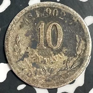 1888-As L Mexico 10 Centavos Lot#T0056 Silver! Very Scarce! - Picture 1 of 2