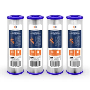 4 Pack of 1µm Pleated Sediment Water Filter Cartridges 10"x2.5" Standard Size - Picture 1 of 1