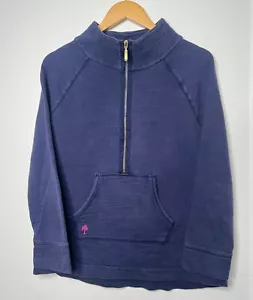 Lilly Pulitzer Half Zip Sweatshirt Women's M Navy Cotton Popover Beachy Casual - Picture 1 of 7