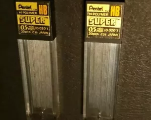 2 Pentel Hi Polymer 0,5 Super HB Blei 30 Stück pro Behälter 60 insgesamt Japan - Bild 1 von 2