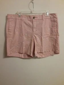 Old Navy Everyday Shorts Womens Sz 14 Pink Daisies Chino Mid Rise Casual  School - Picture 1 of 9