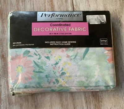 Vtg Performance By Springs Coordinating Fabric Floral Watercolor Camille 45x108 - Image 1 of 4