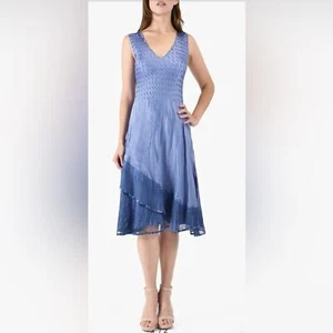 NWOT Komarov Lace Trim Charmeuse & Chiffon Tiered Dress 2X - Picture 1 of 13