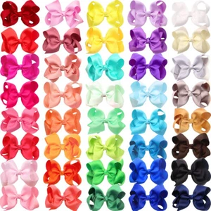 JOYOYO 40PCS 4,5Inch Hair Bows for Girls Grosgrain Ribbon Bow Toddler Hair - Picture 1 of 33