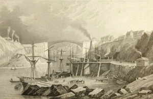 I. MARTINI (19.Jhd), Hafen von Sunderland, 1847, Sst. Romantik Architektur - Bild 1 von 5