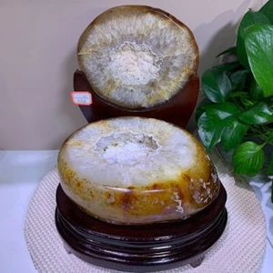 Agata naturale 19 libbre geode cornucopia cristallo quarzo esemplare guarigione + supporto - Foto 1 di 8