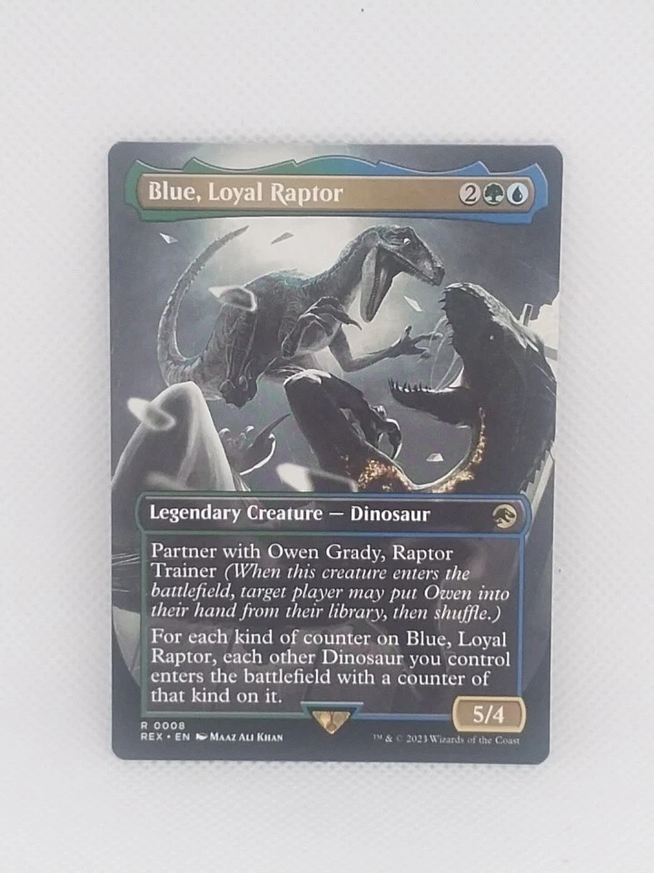 Blue, Loyal Raptor Borderless NON Foil Lost Caverns Of Ixalan REX MTG Jurassic - Image 1 of 1