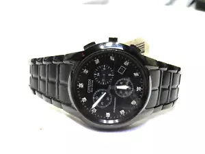 Citizen eco-drive Black Ion plated diamond dial watch AT2055-52G - Picture 1 of 8
