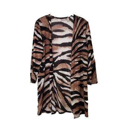 Cárdigan Chicos Frente Abierto Mujer 1 M/8 Animal Estampado Cebra Dorado Negro Túnica Boho Foto 1 de 4