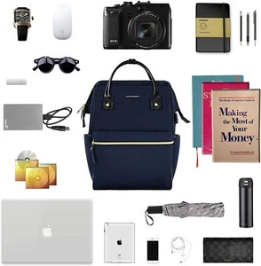 Laptop Backpack 15.6 Inch Stylish Computer Bag School Casual Daypack Dark Blue - Picture 1 of 9