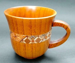 Wooden Mug Cup Tea Cup Parquet Hakone Yosegi Japanese Light Weight - Picture 1 of 7