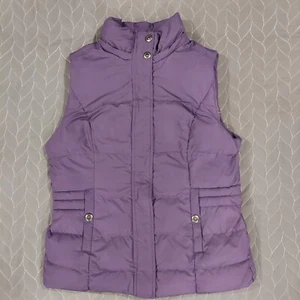 Green Tea Sherpa Lined Faux Fur Quilt Puffer Vest Womens SMALL Purple Excellent - Picture 1 of 15