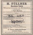 WARMBRUNN Śląsk, Reklama 1889, H. Fillner Maschinen-Fabrik Maszyny papiernicze