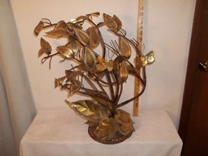 Vtg Large MCM BRUTALIST BRASS COPPER TREE & BUTTERFLIES SCULPTURE Curtis Jere? - Picture 1 of 12